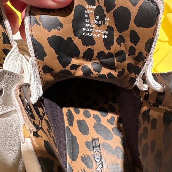 Men’s white coach high tops with cheetah print - Picture 5 of 7